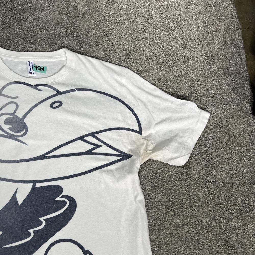 Kansas Jayhawks Shirt Mens Medium White Blue NCAA College Basketball KU Jayhawk - Picture 4 of 11